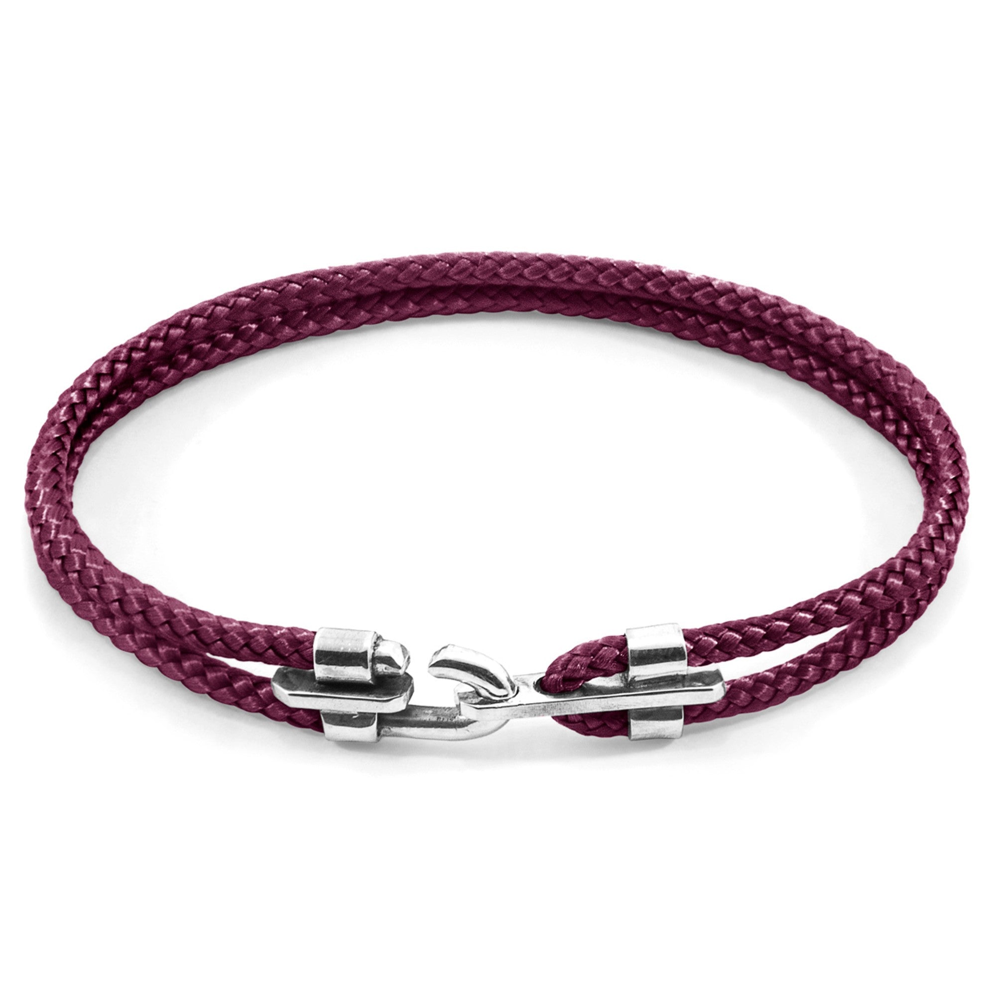 Canterbury Silver and Rope Bracelet - Aubergine Purple