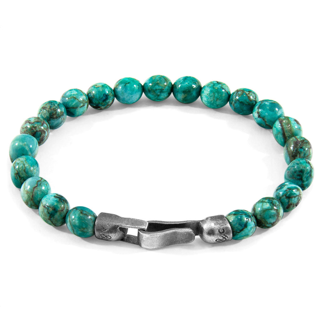 Nachi Silver and Stone Beaded Bracelet - Blue Turquoise